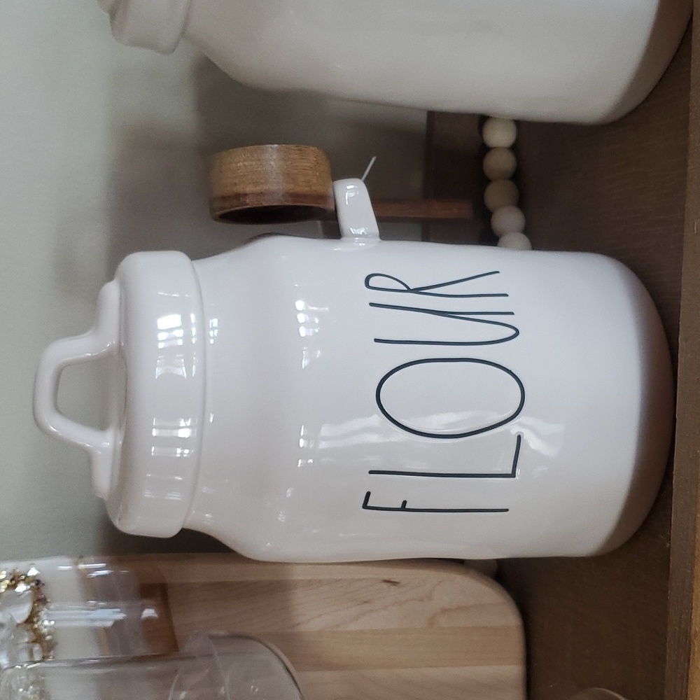 Rae Dunn FLOUR wood spoon scoop canister